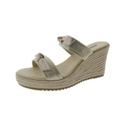 Anne Klein Womens Whisper Faux Leather Metallic Wedge Sandals